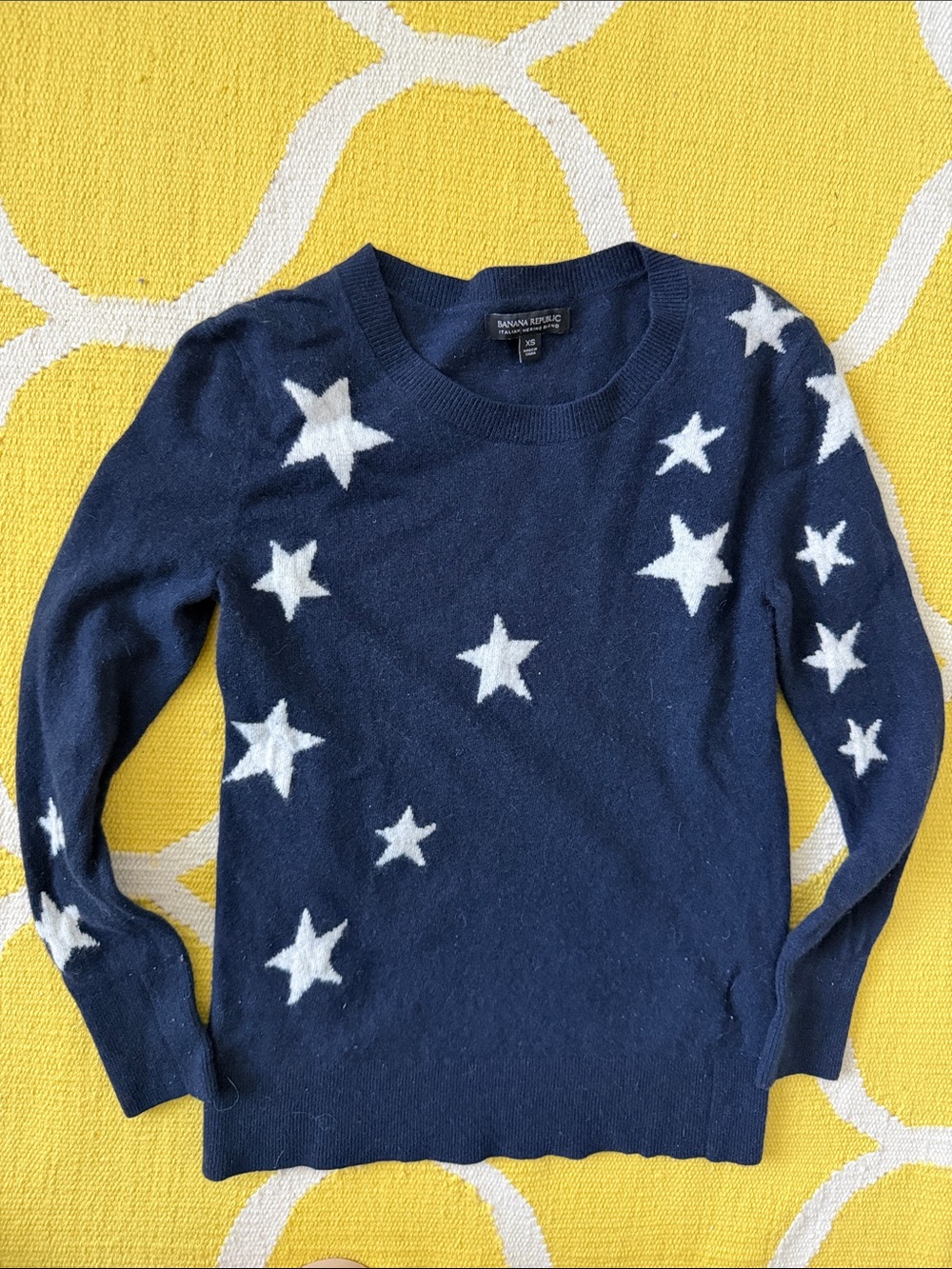Banana Republic Navy Crewneck Sweater with White Star Motif